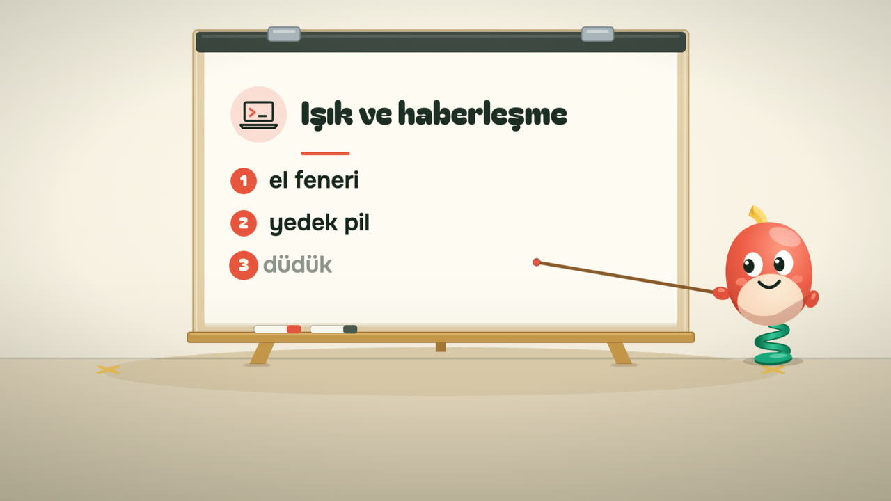 Maskotla anlatım biçiminde vitrin videosundan bir kare